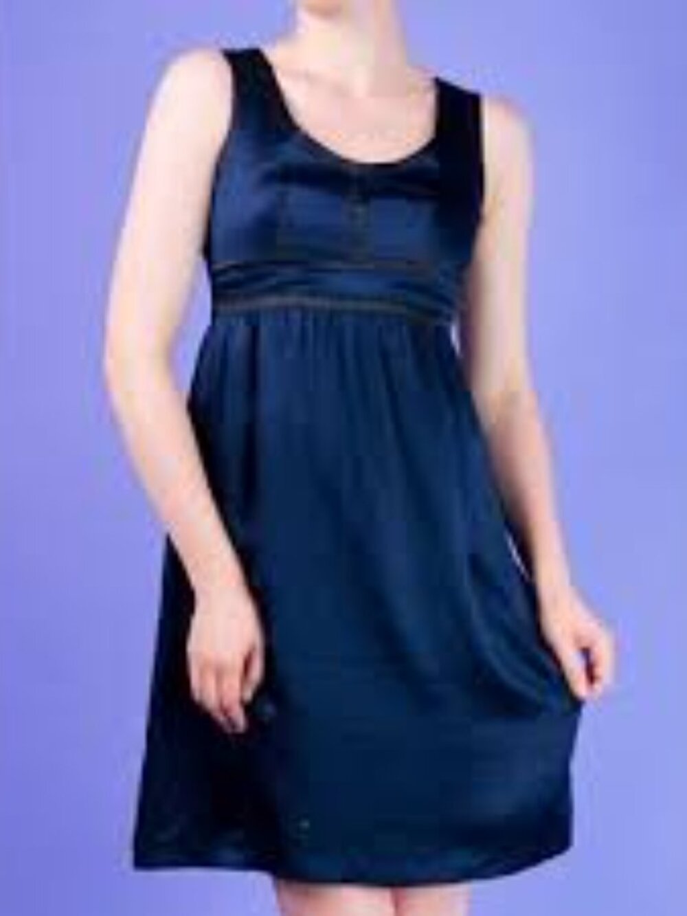 Proenza Schouler Silk Satin Navy & Black Sleeveless Dress, Size 5